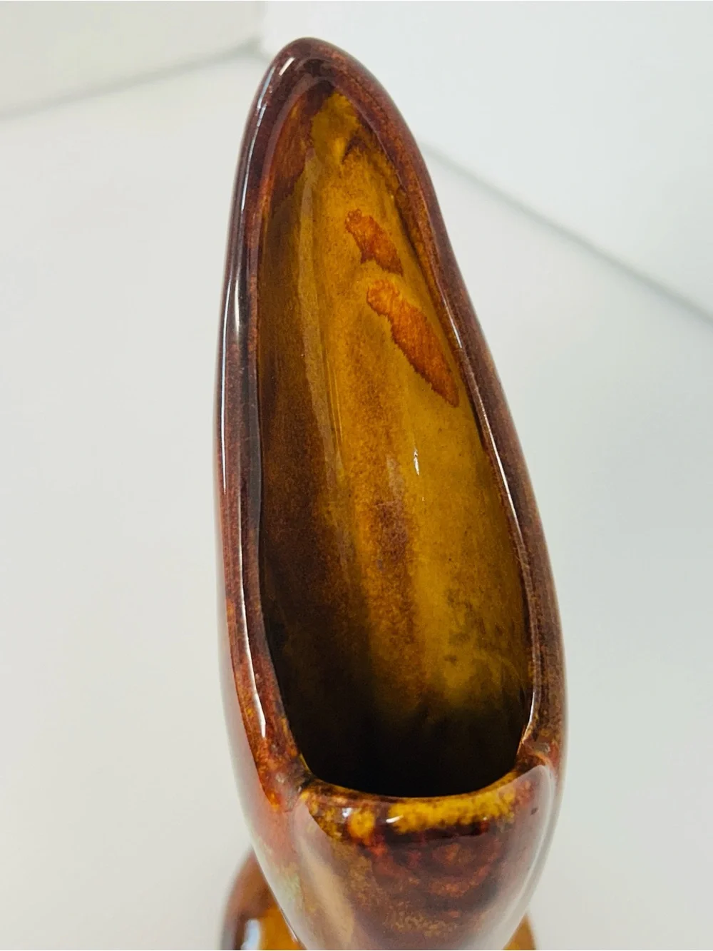 Hot Springs Pottery Vintage Signed MCM Glossy Drip Glazed 8” Tall Art Bud Vase